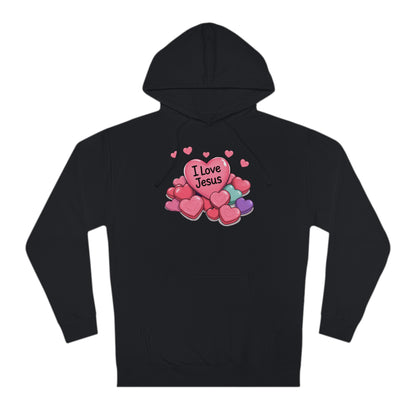 I Love Jesus Candy Hearts Hoodie Faith with a Sweet Twist