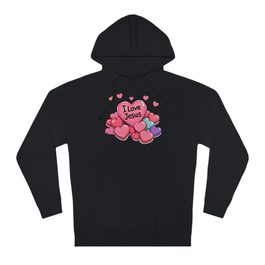 I Love Jesus Candy Hearts Hoodie Faith with a Sweet Twist