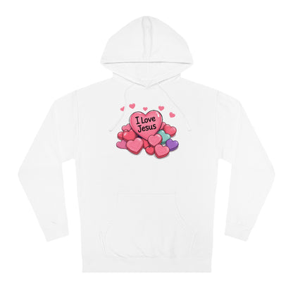 I Love Jesus Candy Hearts Hoodie Faith with a Sweet Twist