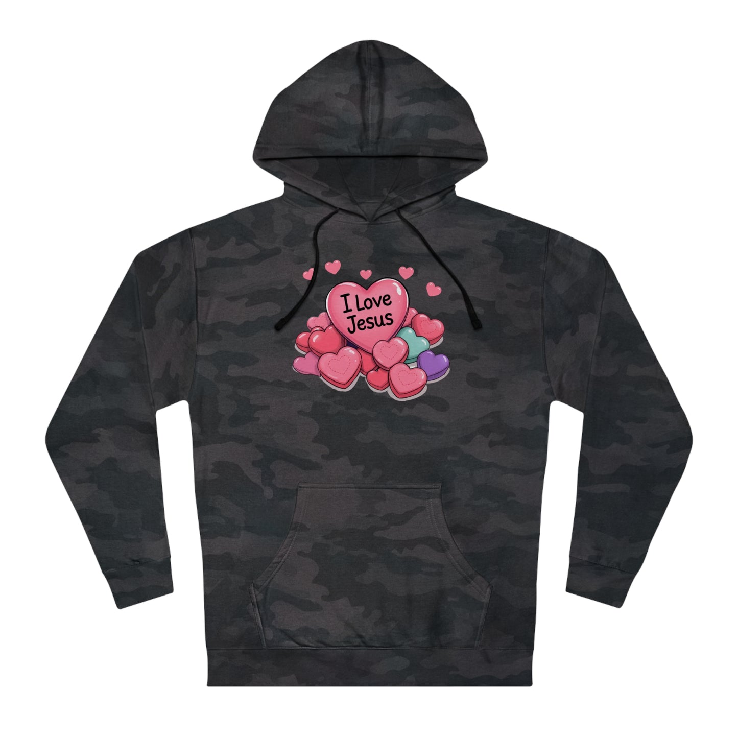 I Love Jesus Candy Hearts Hoodie Faith with a Sweet Twist