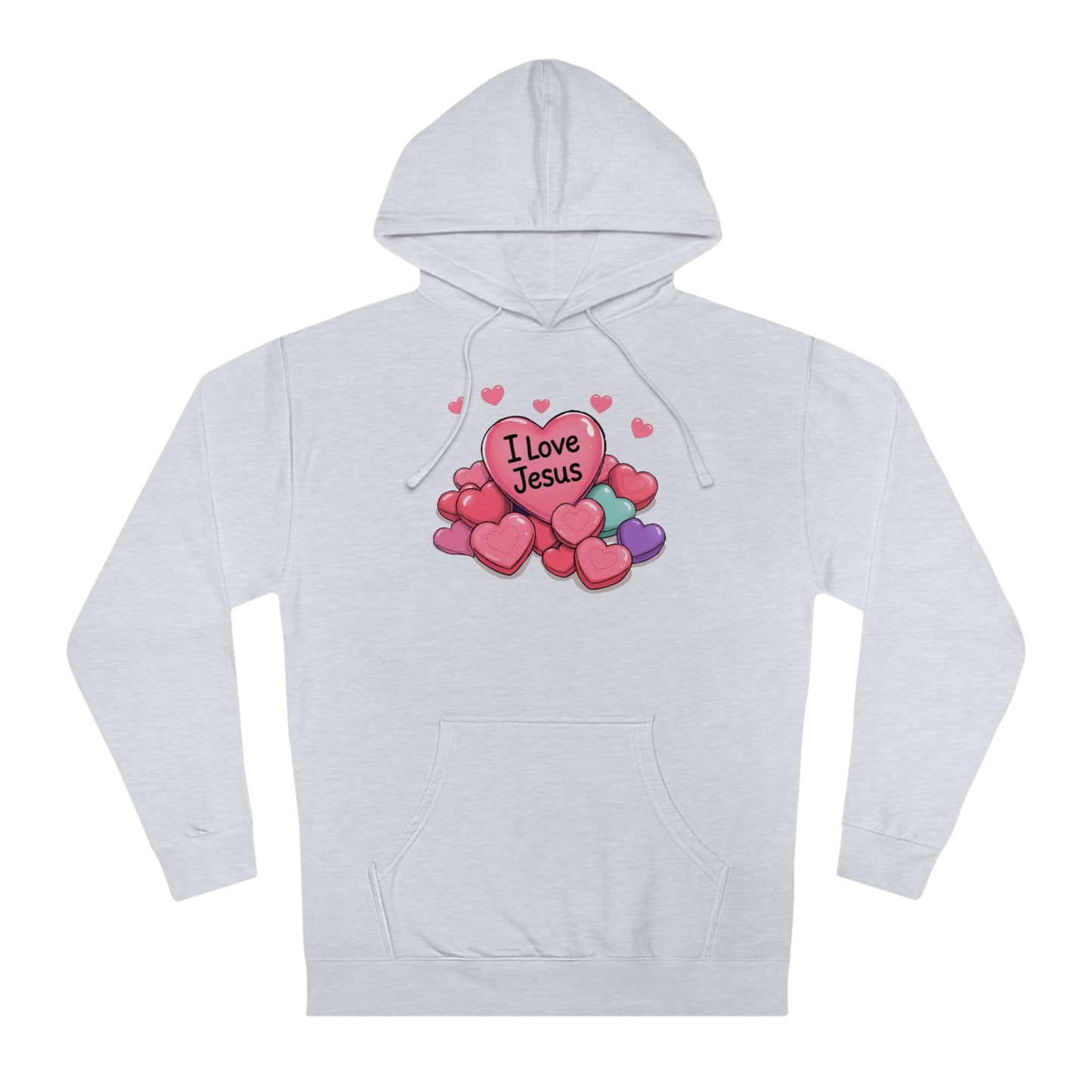 I Love Jesus Candy Hearts Hoodie Faith with a Sweet Twist