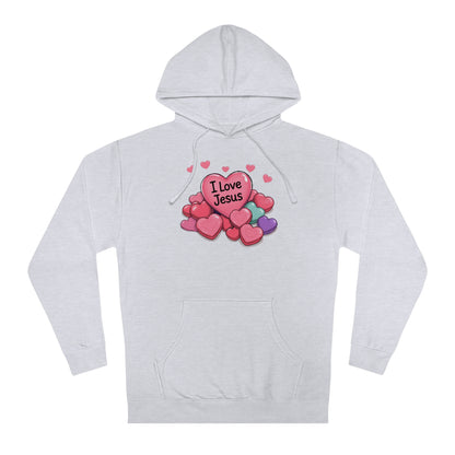 I Love Jesus Candy Hearts Hoodie Faith with a Sweet Twist