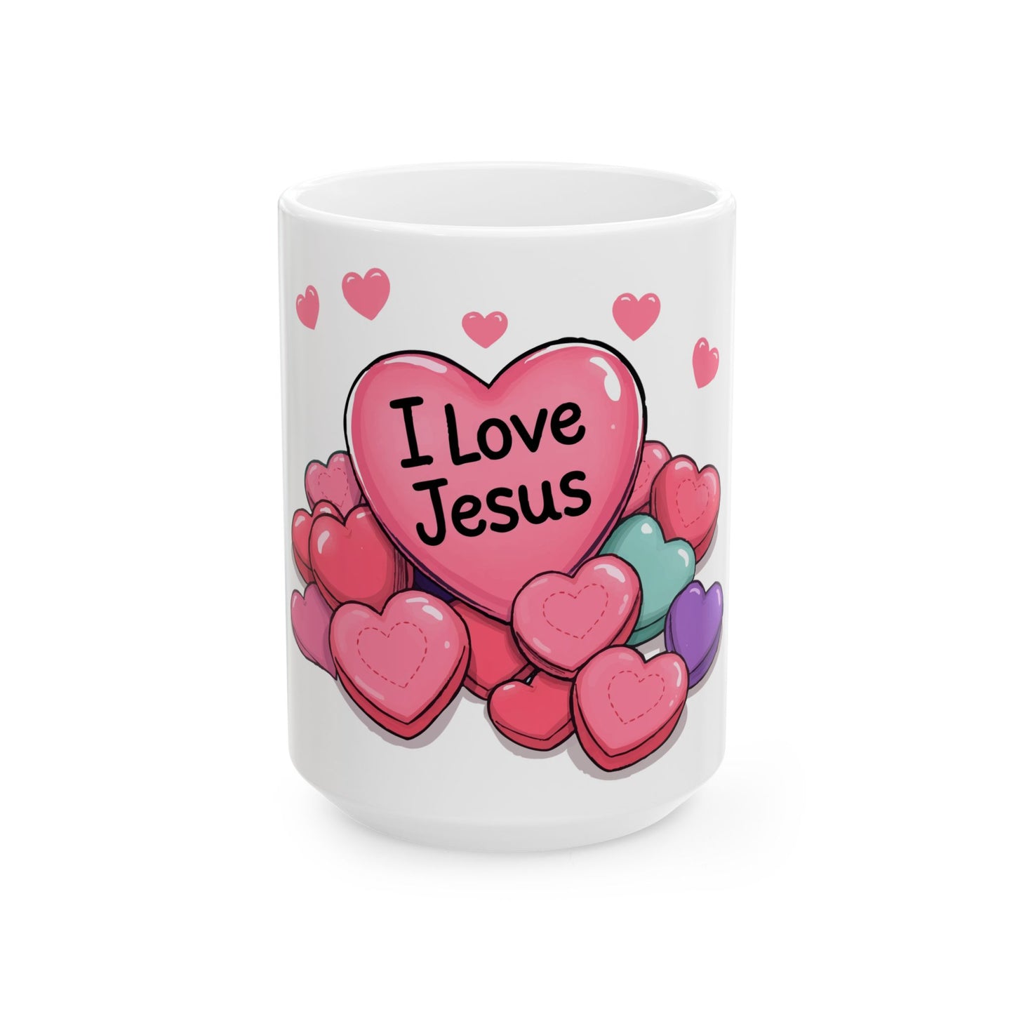 I Love Jesus Candy Hearts Mug